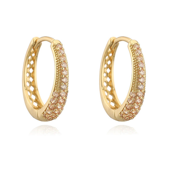 Wholesale Highend Copper Inlaid Colored Diamond Oval Ushaped Geometric Earrings For Women
