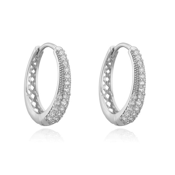 Wholesale Highend Copper Inlaid Colored Diamond Oval Ushaped Geometric Earrings For Women