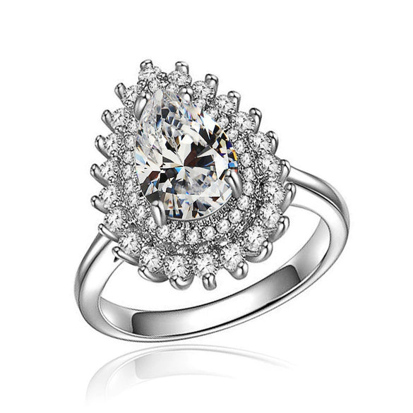 Wholesale Highend Dropshaped Copper Ring For Women With Inlaid Zircon Design