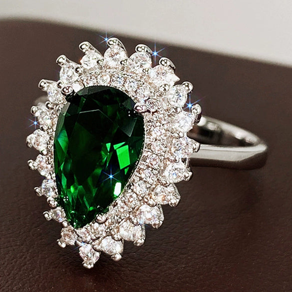 Wholesale Highend Dropshaped Copper Ring For Women With Inlaid Zircon Design