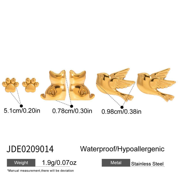 Wholesale Highend Electroplated Stainless Steel Animal And Zodiac Cat Claw Bird Earrings For Women