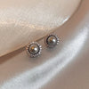 Wholesale Highend Feel Geometric Pearl Zircon Earrings With Electroplating