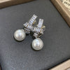 Wholesale Highend Feel Geometric Pearl Zircon Earrings With Electroplating