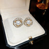 Wholesale Highend Feel Geometric Pearl Zircon Earrings With Electroplating