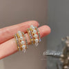 Wholesale Highend Feel Geometric Pearl Zircon Earrings With Electroplating