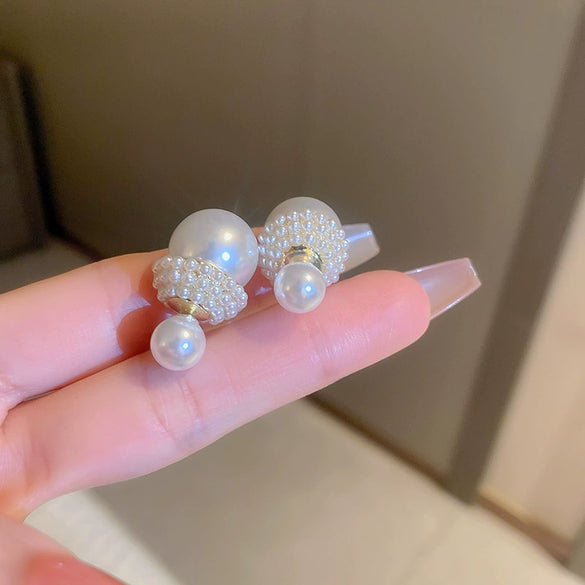 Wholesale Highend Feel Geometric Pearl Zircon Earrings With Electroplating