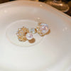 Wholesale Highend Feel Geometric Pearl Zircon Earrings With Electroplating