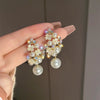 Wholesale Highend Feel Geometric Pearl Zircon Earrings With Electroplating