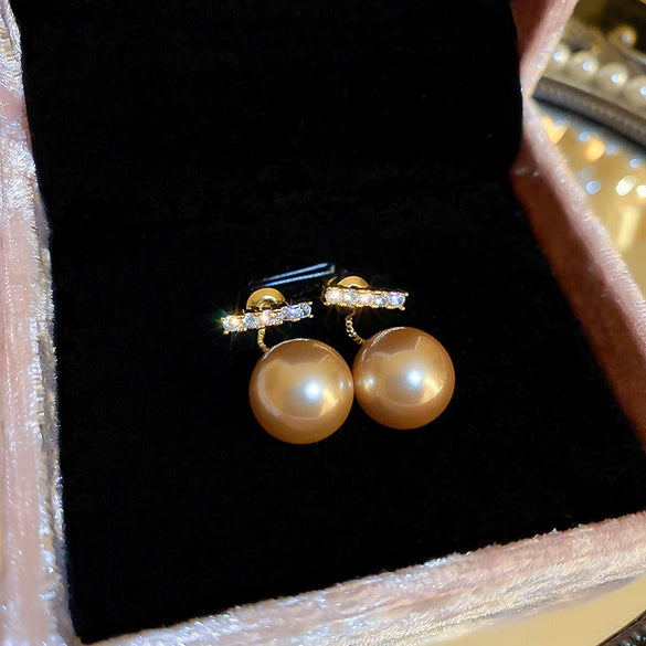Wholesale Highend Feel Geometric Pearl Zircon Earrings With Electroplating