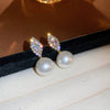 Wholesale Highend Feel Geometric Pearl Zircon Earrings With Electroplating