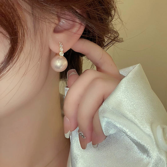Wholesale Highend Feel Geometric Pearl Zircon Earrings With Electroplating