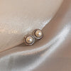 Wholesale Highend Feel Geometric Pearl Zircon Earrings With Electroplating