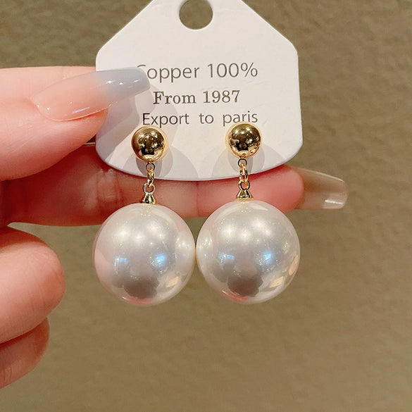 Wholesale Highend Feel Geometric Pearl Zircon Earrings With Electroplating
