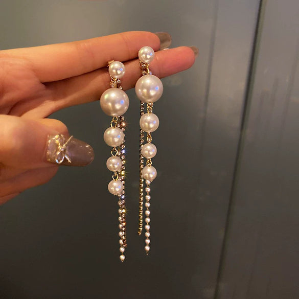 Wholesale Highend Feel Geometric Pearl Zircon Earrings With Electroplating