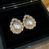 Wholesale Highend Feel Geometric Pearl Zircon Earrings With Electroplating