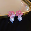 Wholesale Highend Feel Geometric Pearl Zircon Earrings With Electroplating