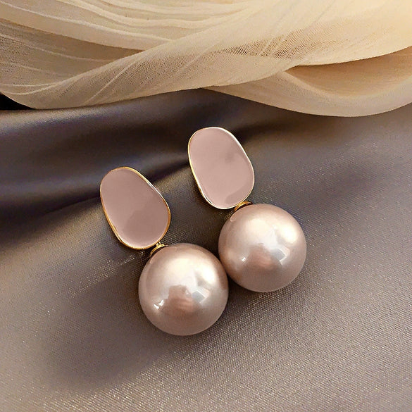 Wholesale Highend Feel Geometric Pearl Zircon Earrings With Electroplating