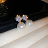 Wholesale Highend Feel Geometric Pearl Zircon Earrings With Electroplating