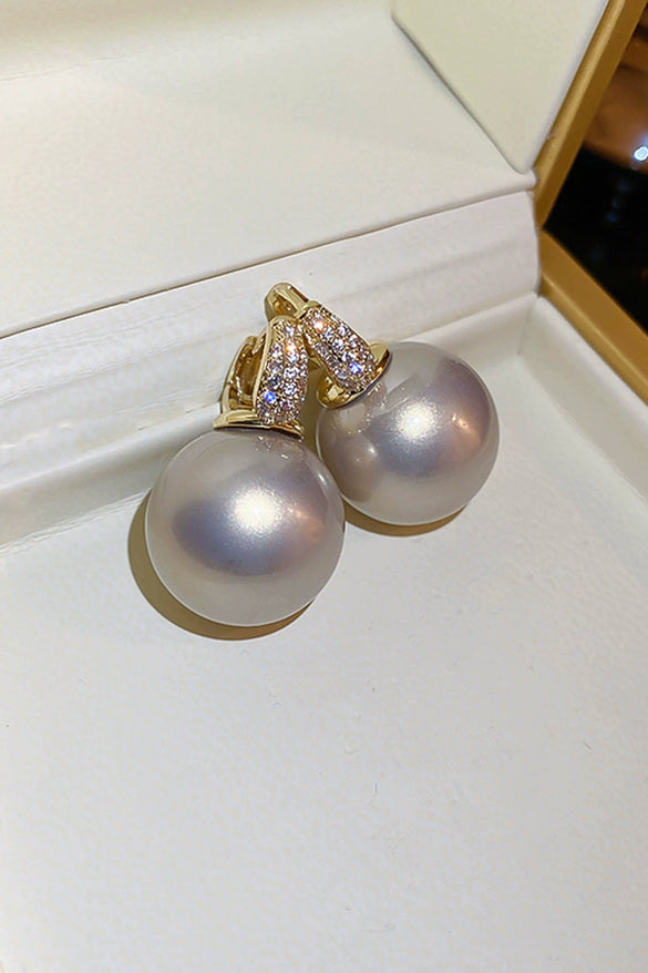 Wholesale Highend Feel Geometric Pearl Zircon Earrings With Electroplating