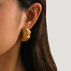 Wholesale Highend Geometric And Wave Pattern Electroplated Stainless Steel Earrings For Women