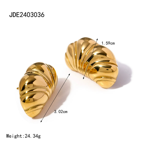 Wholesale Highend Geometric And Wave Pattern Electroplated Stainless Steel Earrings For Women