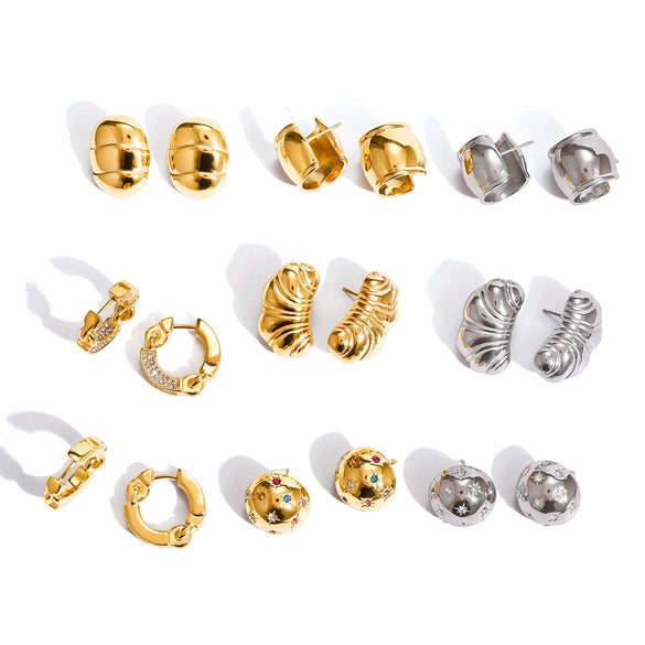 Wholesale Highend Geometric And Wave Pattern Electroplated Stainless Steel Earrings For Women