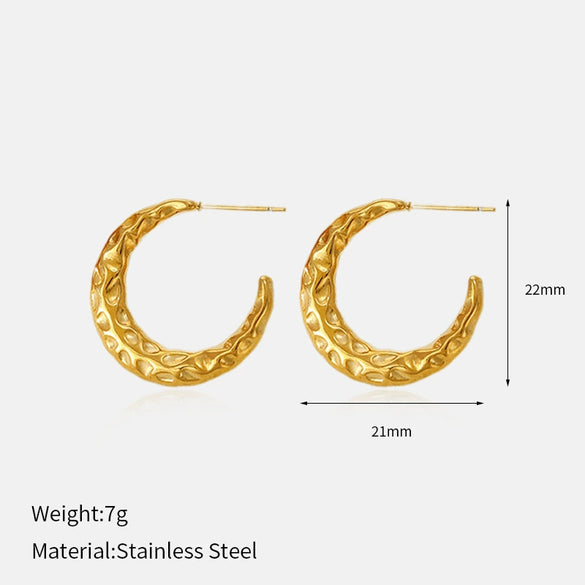 Wholesale Highend Geometric Cshaped Stainless Steel Metal Earrings For Women With Pvd Furnace Vacuum Real Gold Plating