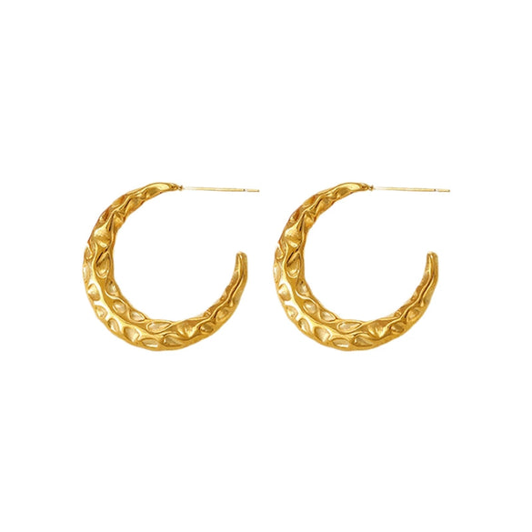 Wholesale Highend Geometric Cshaped Stainless Steel Metal Earrings For Women With Pvd Furnace Vacuum Real Gold Plating