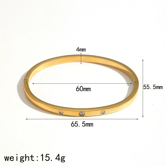 Wholesale Highend Geometric Diamondencrusted 18K Goldplated Stainless Steel Bracelet