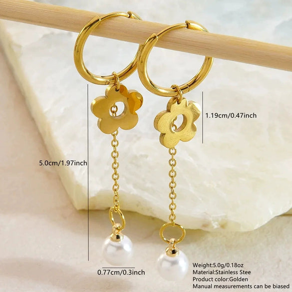 Wholesale Highend Geometric Pearl Stainless Steel Electroplated Earrings For Women