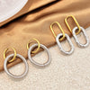Wholesale Highend Geometric Stainless Steel Ushaped Twocolor Design Fashion Earrings For Women