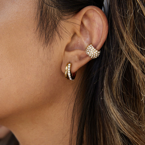 Wholesale Highend Geometric Stainless Steel Zircon Earrings For Women With Electroplating Design
