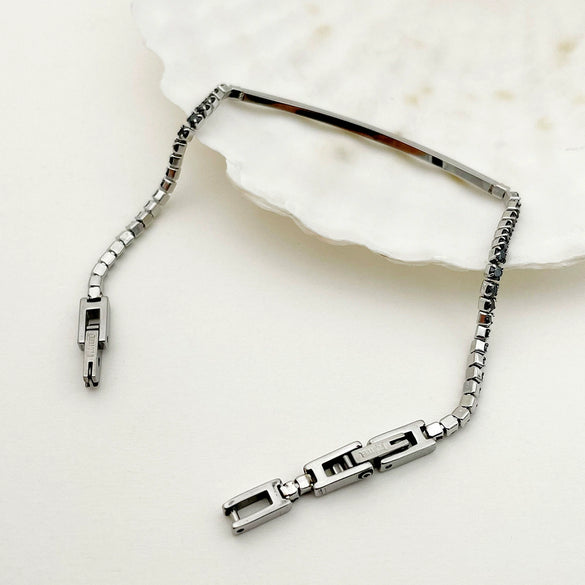 Wholesale Highend Geometric Stainless Steel Zircon Tennis Bracelet With Electroplating