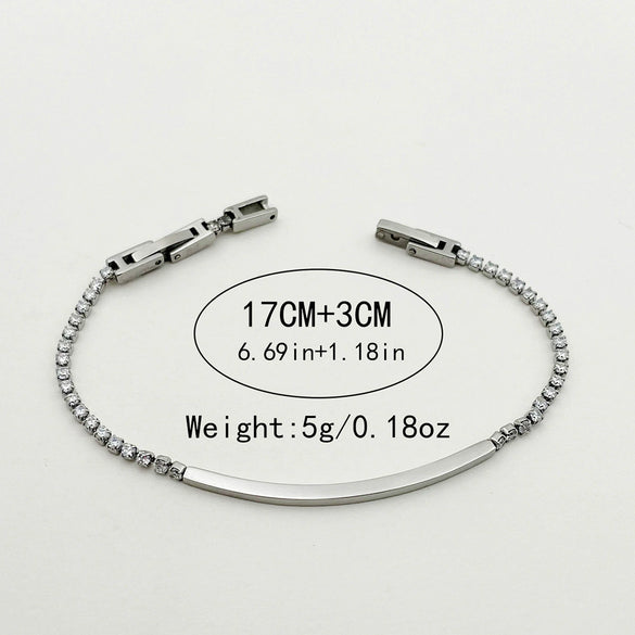 Wholesale Highend Geometric Stainless Steel Zircon Tennis Bracelet With Electroplating