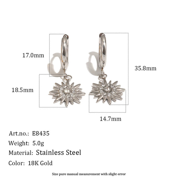 Wholesale Highend Geometric Starburst Stainless Steel 18K Gold Plated Ear Clips For Women
