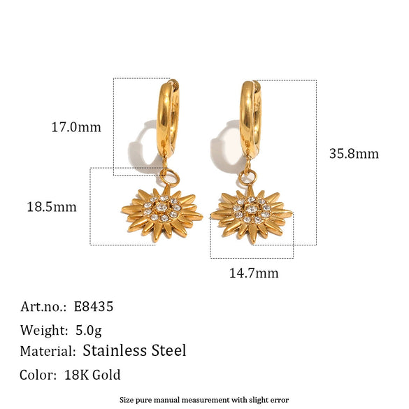 Wholesale Highend Geometric Starburst Stainless Steel 18K Gold Plated Ear Clips For Women