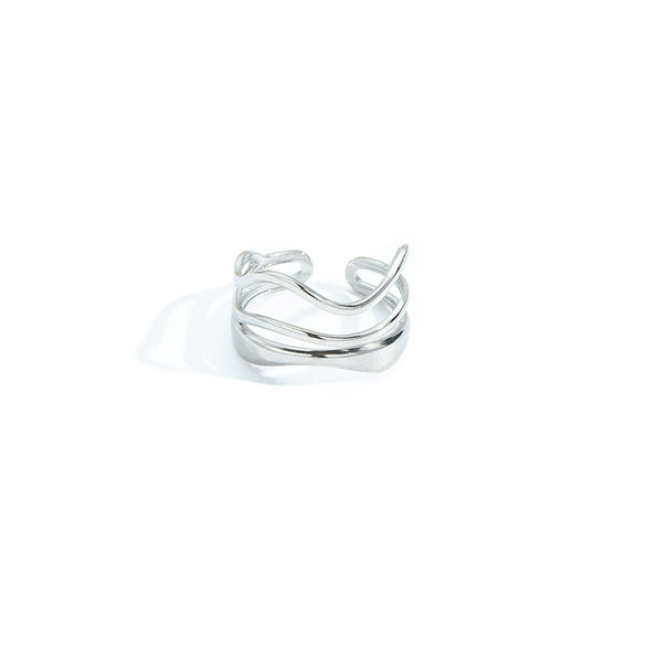 Wholesale Highend Heart Titanium Steel Hollow Ring With Butterfly And Cylindrical Splicing Electroplated Unisex