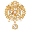 Wholesale Highend Luxury Alloy Full Diamond Carved Flower Crown Drop Shape Brooch Unisex Accessory Set With Diamonds