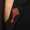Wholesale Highend Luxury Alloy Full Diamond Carved Flower Crown Drop Shape Brooch Unisex Accessory Set With Diamonds