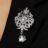 Wholesale Highend Luxury Alloy Full Diamond Carved Flower Crown Drop Shape Brooch Unisex Accessory Set With Diamonds