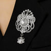 Wholesale Highend Luxury Alloy Full Diamond Carved Flower Crown Drop Shape Brooch Unisex Accessory Set With Diamonds