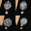 Wholesale Highend Luxury Alloy Full Diamond Carved Flower Crown Drop Shape Brooch Unisex Accessory Set With Diamonds
