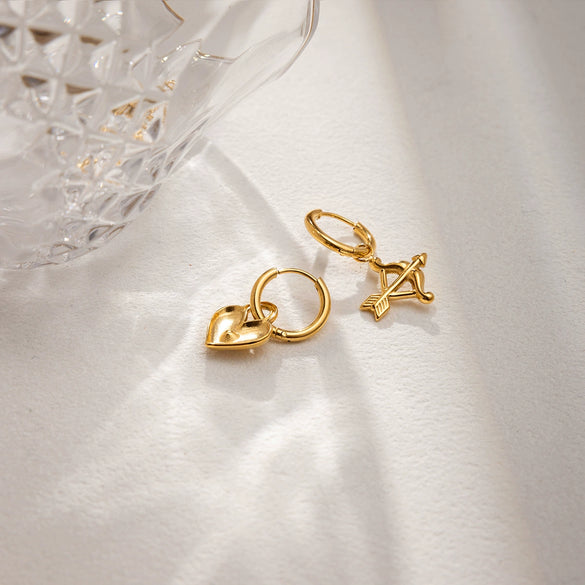 Wholesale Highend Minimalist Electroplated Heart Shape Stainless Steel Earrings For Women