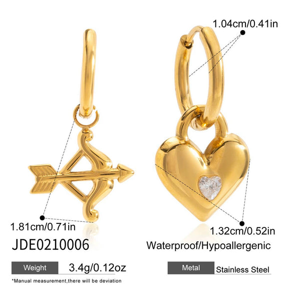 Wholesale Highend Minimalist Electroplated Heart Shape Stainless Steel Earrings For Women