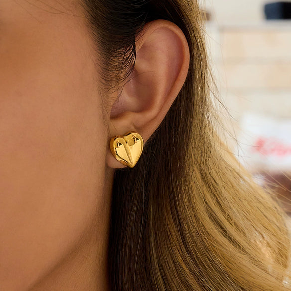 Wholesale Highend Minimalist Electroplated Stainless Steel Heart Shape Earrings For Women