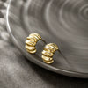 Wholesale Highend Pleated Geometric Stainless Steel Earrings With Electroplating For Women
