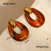 Wholesale Highend Retro Stainless Steel 18K Electroplated Geometric Irregular Resin Earrings