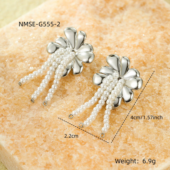 Wholesale Highend Stainless Steel Geometric Flower Earrings For Women With Electroplating Treatment Fashion Design