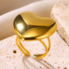 Wholesale Highend Stainless Steel Ring Exaggerated Glossy Asymmetrical With Heart Shape Wave Geometric Pattern Electroplated Unisex