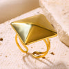 Wholesale Highend Stainless Steel Ring Exaggerated Glossy Asymmetrical With Heart Shape Wave Geometric Pattern Electroplated Unisex